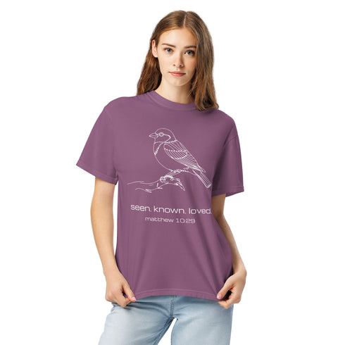 Seen Known Loved Sparrow Christian Bible Verse T-Shirt